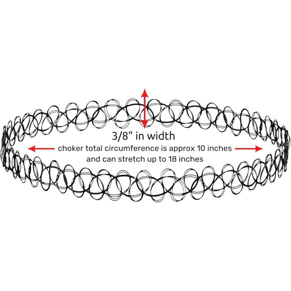 Tattoo Choker Necklace Plastic 18 Inch Stretchy 90s Y2K Rainbow Butterfly - Picture 6 of 9